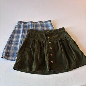 American Eagle Womens Skirt Set Plaid and Corduroy Size 2 Small
